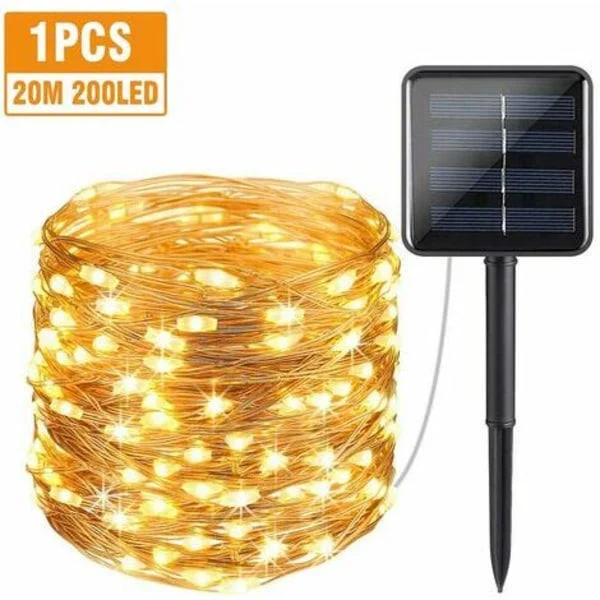 Farsdags solcellelamper utendørs lysslynge hagelamper varmhvit 20M-200LED_qu-FA-