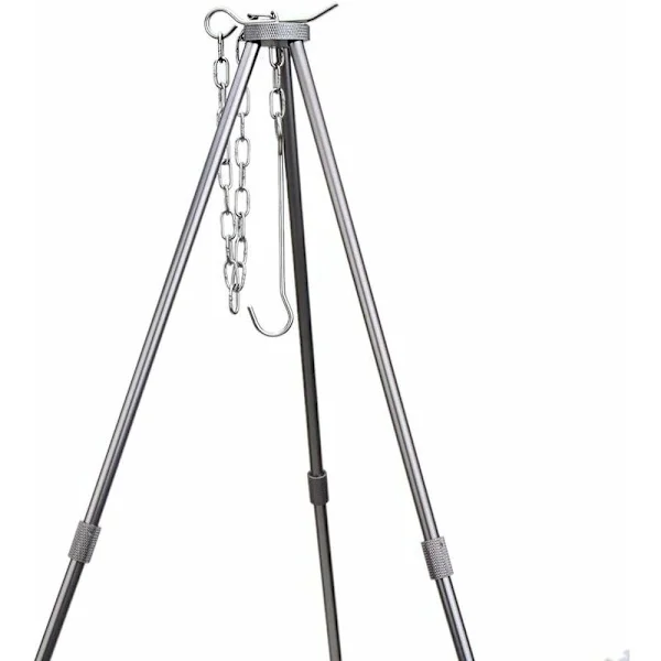 Hanging Grill on Stainless Steel Tripod, Grill Stand for Traditional Campfire, Camping Stand for Cooking, Suitable for Camping Grill and Boiling
