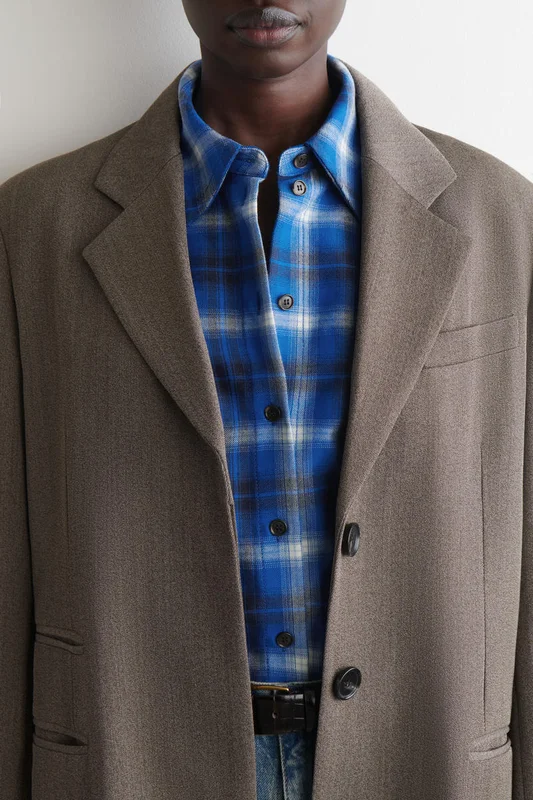 COS Women's Checked Flannel Shirt in Blue