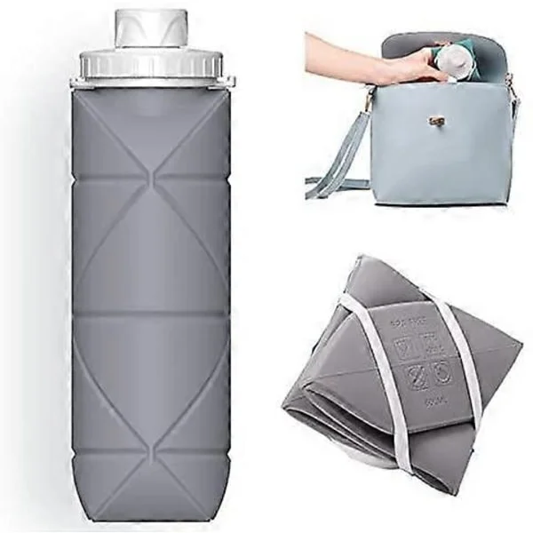 Foldable Water Bottles Leak-proof Valve Reusable BPA-free Silicone Foldable Water Bottle for Sports Gym Camping Hiking Travel Sports Lightweight Dur