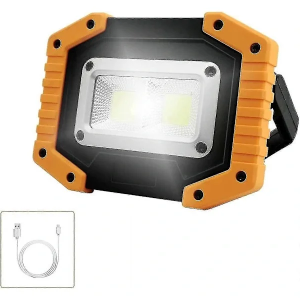 Byggstrålkastare Batteri, Campinglampa Bärbar, 2xCOB 30W 1500lm Arbetslampa USB För Garage Camping Fiske Nödsituation