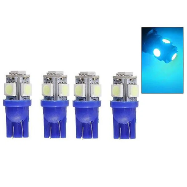 T10 W5W Blå LED med 5x 5050SMD-chip 12V DC Kompatibel med olika märken [YDE] IS-blå 4-pack IS-blå 4-pack