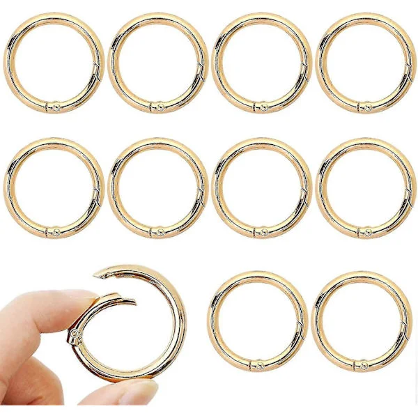 10 st 3,18 cm Innerdiameter Guld Nyckelringar Guld O Ring Clip Rund Karbinhake Nyckelring Snäppkrokar Spännen Nyckelkedja Karbinhake Clip Krokar 