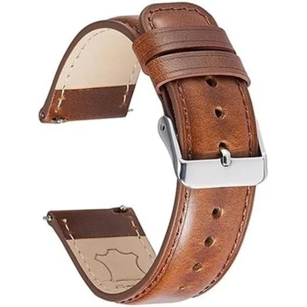 Ekte lær klokkereim hurtigutløser brunt armbånd ekte lær klokkereim - 20mm[GPA]