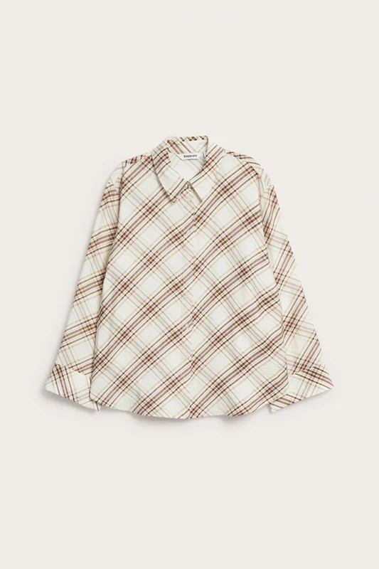 Kappahl | Rutig skjorta i viskosmix Beige L | Dam