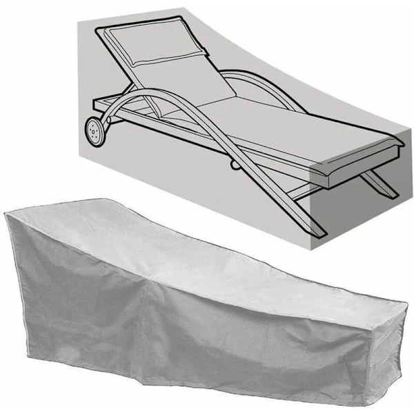 Vattentätt solstolsskydd med ventilationsöppningar, passar schäslong, tillverkat av 210D Oxford-tyg, mått 208x76x41/79CM, grå