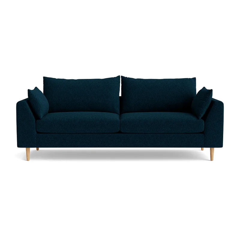 Ofelia 3-Sitzer-Sofa in Boston Blau, einfarbig, modernes Design für maximalen Komfort, hochwertige Federung und Polsterung, Breite 85cm