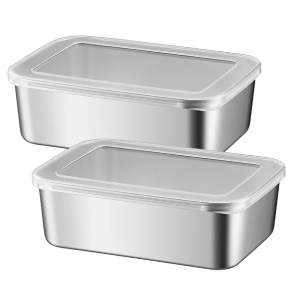 Matlådor i rostfritt stål, matlåda för måltidsförberedelse, perfekt för kök, frys och mikrovågsugn, rektangulär, återanvändbar