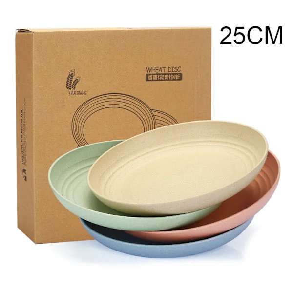 Lätta tallrikar 4st okrossbara fat och tallrikar, giftfria Säker hälsosam för barn Barn Vuxna-FX- 25cm