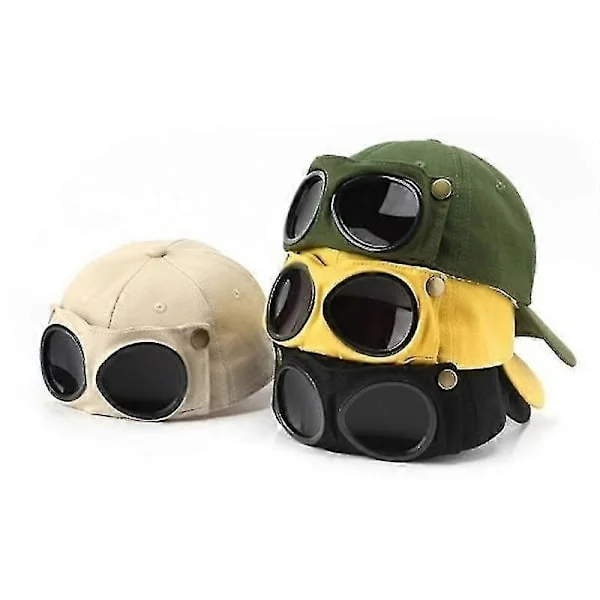 Pilot Hat Sommer Personlighed Briller Baseball Kasket Kvinder Unisex Solbriller Kasket Herre Kasket Baseball Kasket Drenge Kasket gul