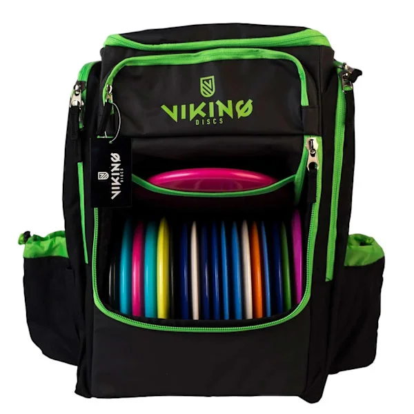 Viking Discs Tour Bag frisbeegolf reppu - Musta/Lime
