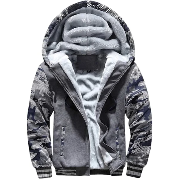 Men's Heart Sweater, Thermal Sherpa Lined, Winter Training Fleece Hoodie with Full Zipper, Warm Thick Wool Jacket Outerwear 63dark Gray S