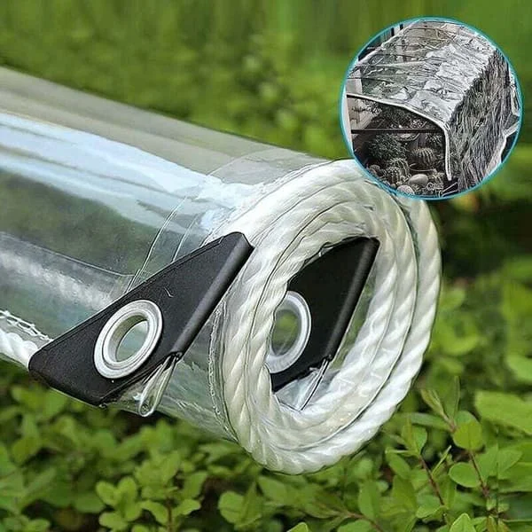 Industriell presenning, gjennomsiktig presenning med maljer, vanntett plastpresenning 0,35 mm, dekkduk.
