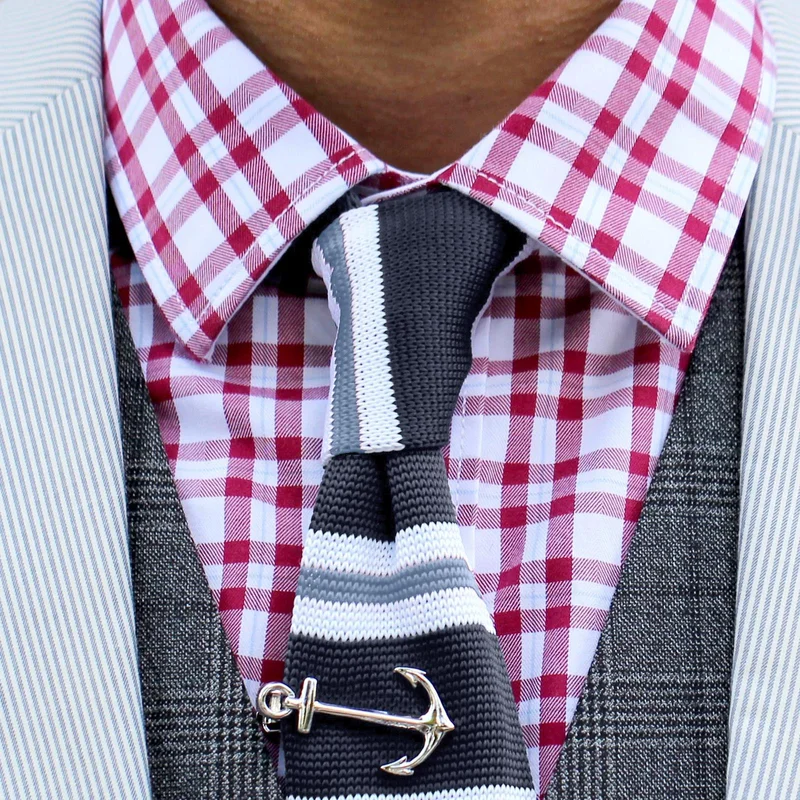 Corbata de punto rayas azules para hombres - Corbatas estrechas