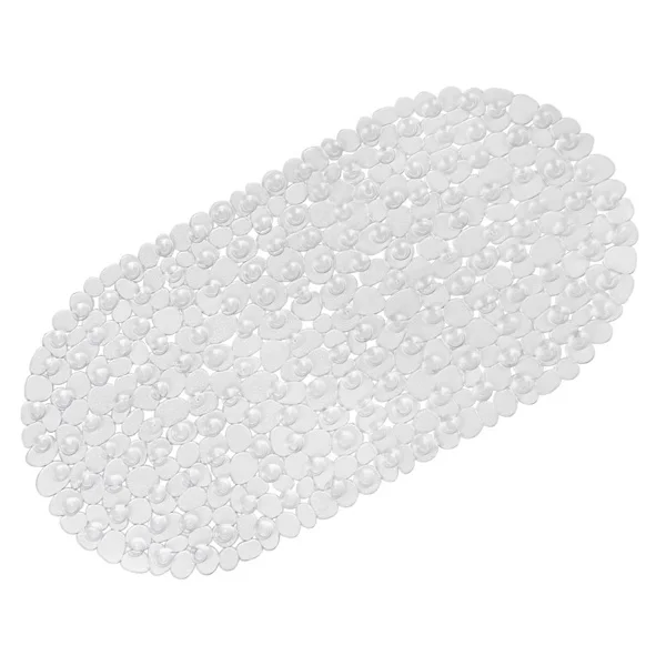Non-Slip Bath Mats for Bathtub, Clear Stone Bath Mat Non-Slip Anti-Mold, Non-Slip Shower Mat, Flexible Oval PVC