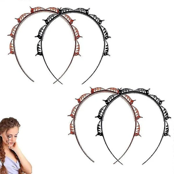 4 Pieces Hair Twister Headbands, Bangs Hairstyle Hairpin, Twist Clip Headband, Hairband Hair Holder, DIY Hairband With Clips For Women, Children, Men