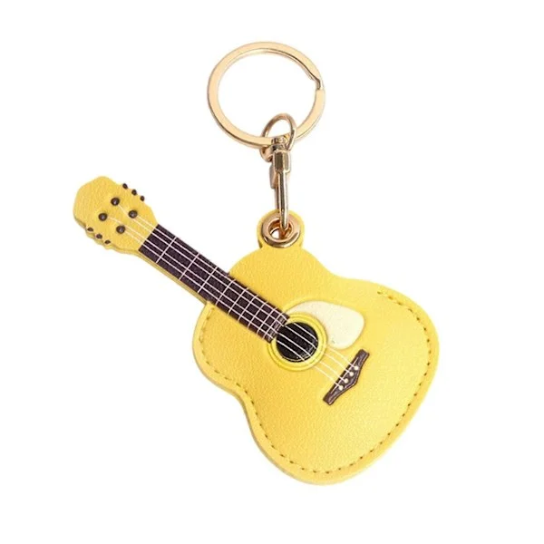 Nøkkelring i kunstskinn med gitar for skolen - Kortholder for adgangskort - for musikkelskere