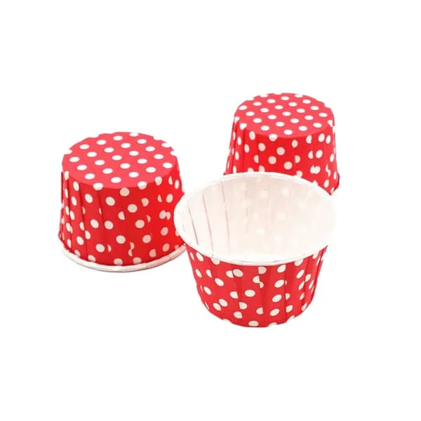 50 st Glassbägare Dessertskålar för Fryst Yoghurt Cupcake Tårta Dot/Red
