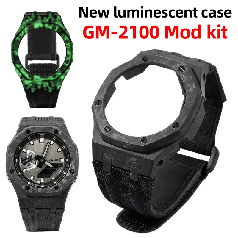 AliExpress - Pièces de modification pour Casio GM‐2100 GBM‐2100 Farm Oak, boîtier en fibre de carbone, bracelet de montre en nylon FKM en caoutchouc 