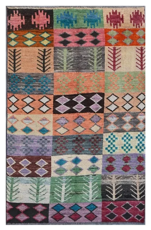 Berber Colourful Rug 106X175 Black/Dark Grey Wool