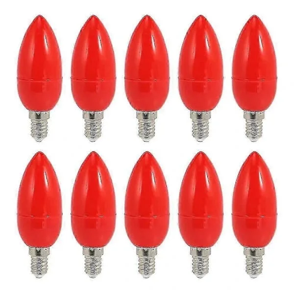 10x LED-lyspære Rød Lykkebringende Lampe Gudelys Energibesparende Lyspære, E14