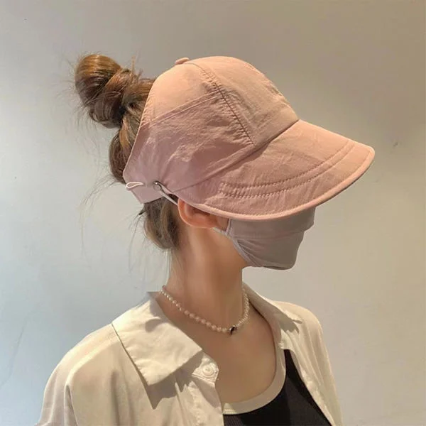 Solhatt for kvinner med bred brem, sommerhatt med UV-beskyttelse, strandhatt, utendørs UV-beskyttelse, hul topp, pakkbar
