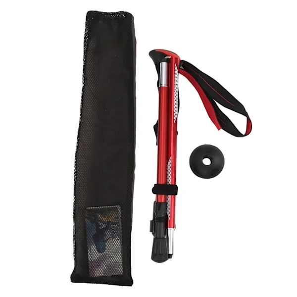Foldable Lightweight Aluminum Hiking Pole Trekking Pole Foldable Short for Women Red