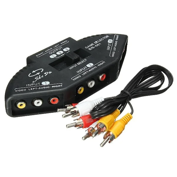 3-suuntainen audio-video AV RCA -kytkinrasia komposiittivalitsinjakaja FT-kaapelit WS29310
