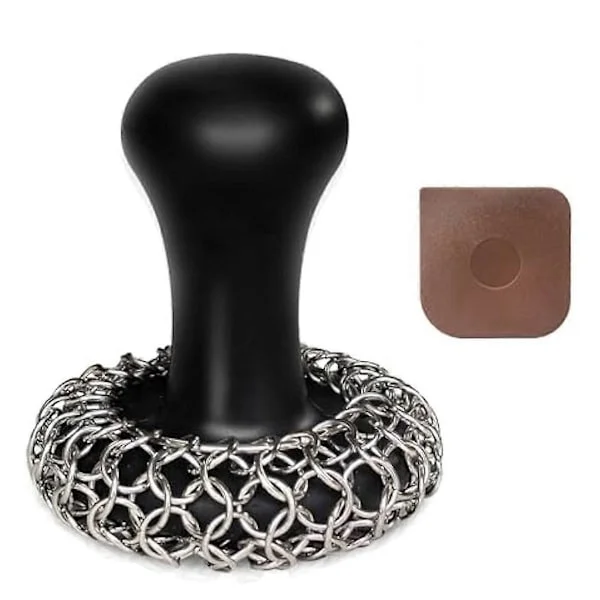 Støpejernsskrubber, Støpejernspanne-renseskrubber, Ringbrynje-skrubber for stekepanne, Støpejernspanne