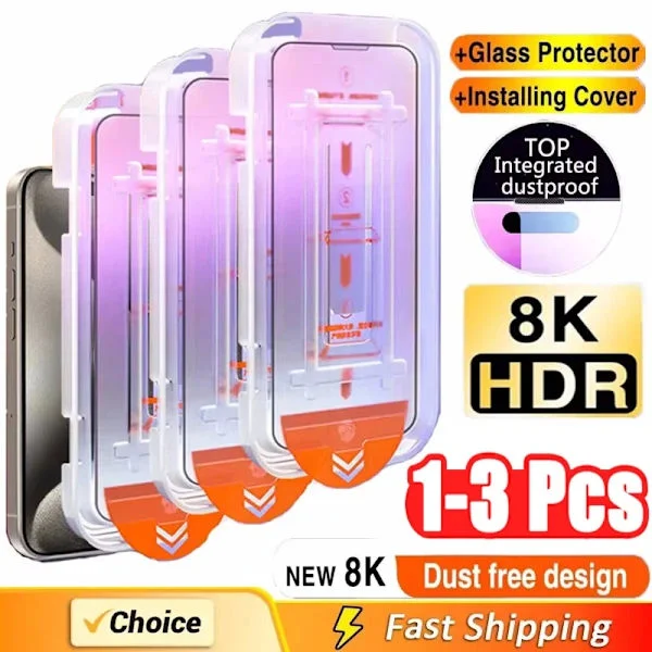 1-3 stk. Oleofobisk belegg Støvtett Enkel installasjon Skjermbeskytter for iPhone 13 11 16 12 14 15 Pro Max Mini XS XR Glass For iPhone XS Høy