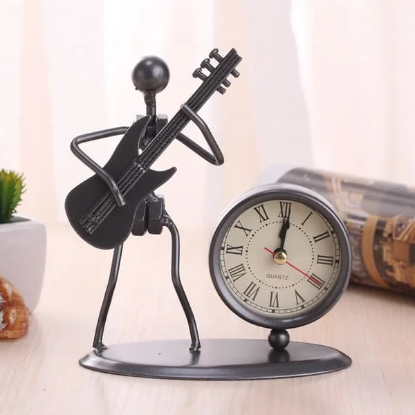 Creative Modern Iron Art Instrument Black Quartz Clock Vintage Shelf Clock Decorative Desk Clock Home Office.