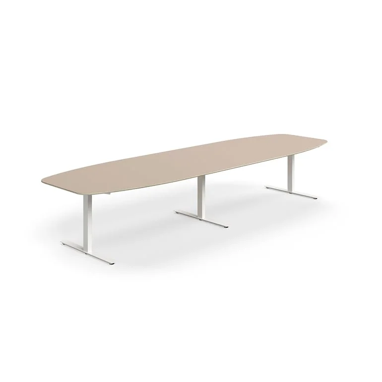 Stół konferencyjny NOVUS, 4000x1200 mm, biały/gliniana szarość