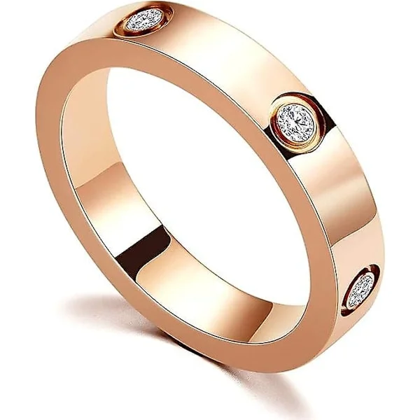 Kærligheds Venskabsring 18k Guld Sølv Rose Belagt Cubic Zirconia Rustfrit Stål Løftering Vielsesring Smykker Fødselsdagsgaver Til Kvinder(rose-6)