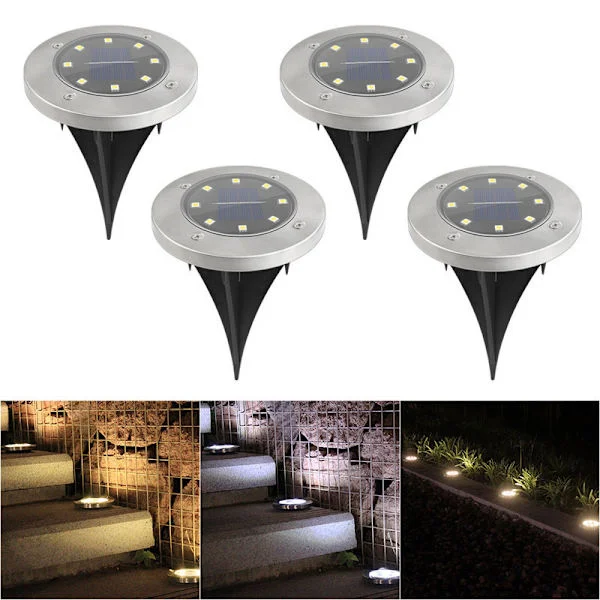 Utomhus Solcellslampor 8 LED Solcell Trädgård Golvlampa Utomhus Golvlampa Trädgårdslampor IP65 (4 Varmvitt)
