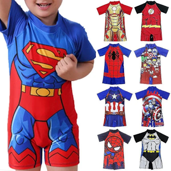 Badkläder för barn 3-11 år, Superman-badkläder, endelat badkläder - WELLNGS