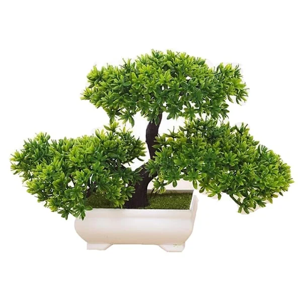 Bonsai-kasvi, tekokasvi, keinotekoinen bonsaipuu, mänty muovia toimistoon/ikkunalaudalle/puutarhaan
