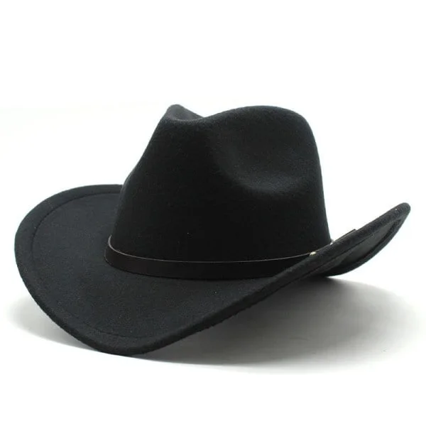 Amerikansk Western Cowboy Hat Filt Hat Til Mænd Og Kvinder Ridehat Rullet Skygge Imitation Uld Jazz Hat Cowboy Hat Sort