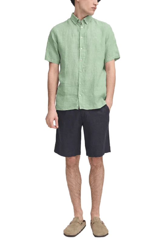 Casual Friday CFANTON 0071 SS 100% linen shirt Skjortor Herr Grön M
