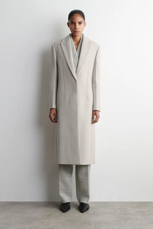 COS Tailored Wool-Twill Long Coat in Beige - Women