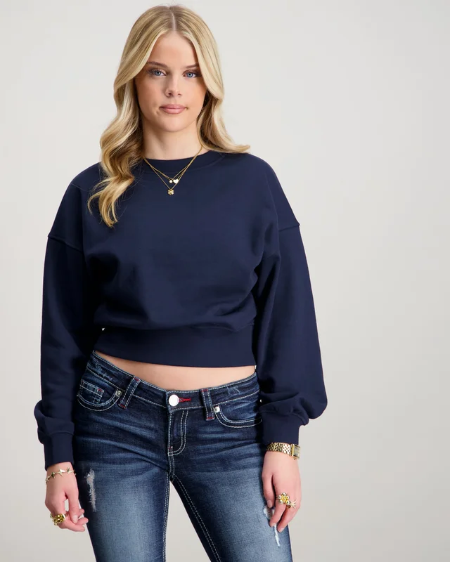 Gina Tricot Young Y cropped sweater Blauw Truien Meisjes - Kids Brand Store