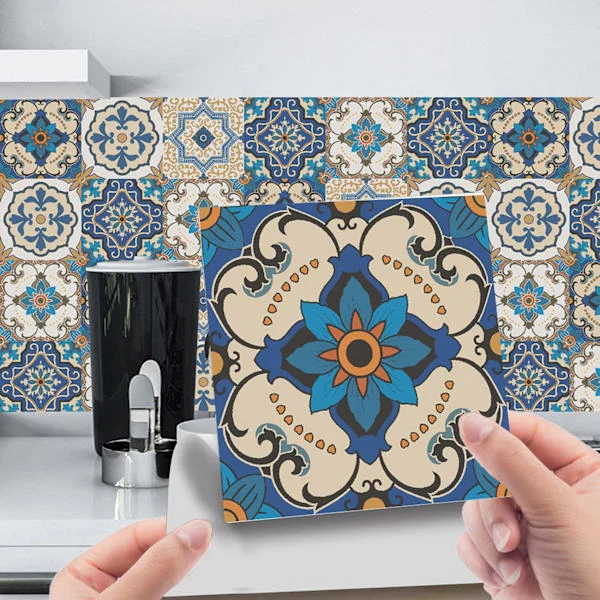 Kitchen Bathroom Tile Stickers, Moroccan Style Wall Tile Stickers Transfers for 6 x 6 inch Tiles, 24 Pieces