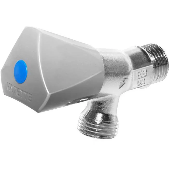 Vatette FG0135070 Tappventil för vägg, med backventil G15, kort modell, Tvättstuga