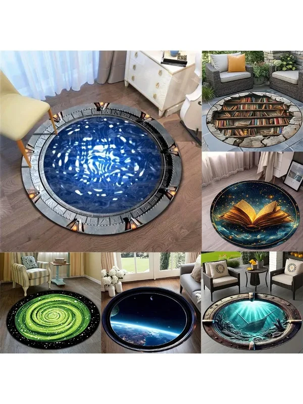 AliExpress - Tapis rond imprimé Stargate 2D Interstellar Travel, tapis de sol pour chambre d'enfant, tapis de jeu, tapis de salon, tapis de chambre à 