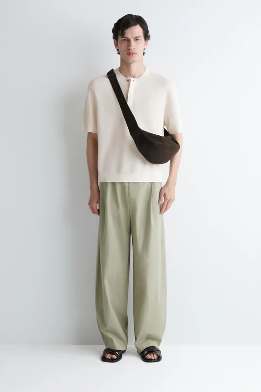 COS Men's Borsa A Tracolla Swing In Pelle Scamosciata in Marrone