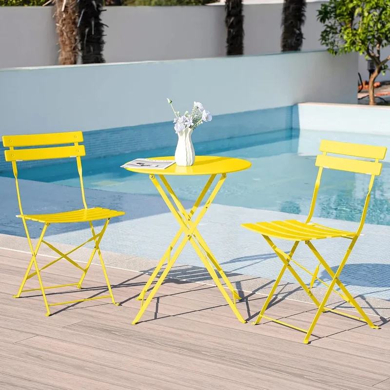 AliExpress - Gartenmöbel-Set, wetterfest, Balkonmöbel-Set, 3-teilig für kleinen Balkon-Bistrotisch und 2 Stühle, klappbares Bistro-Set