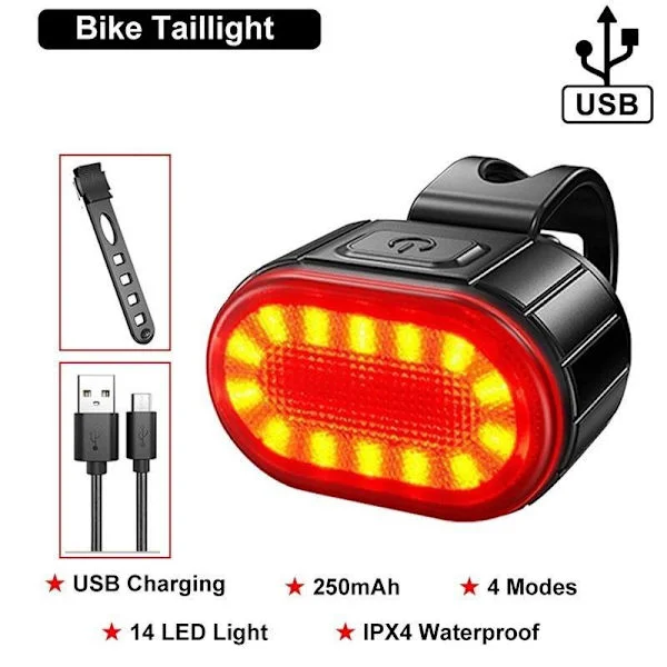 Sykkellykter Vanntett LED-lys LED USB Oppladbar Frontlykt