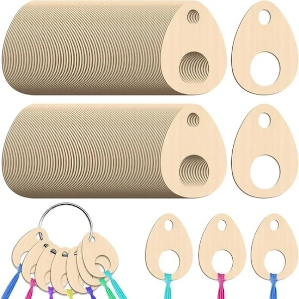 100 stk. Træ Broderi Garn Organizer - Korssting Syværktøj - Floss Drops - 4,8 x 3,2 cm - Korssting Garn Organizer