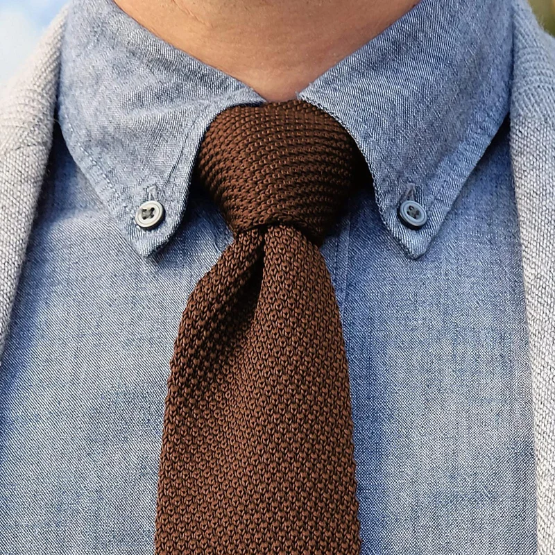 Chocolate Knitted Tie for Men - Solid color neckties