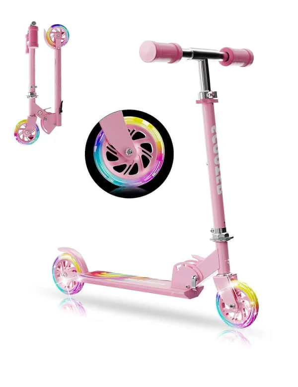 Sparkcykel för barn 3-12 år, 2 hjul barnsparkcykel med LED-belysning, 3 justerbara nivåer