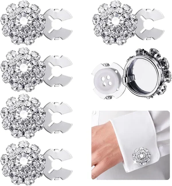 Rhinestone Knapbetræk, 5 Stk Rhinestone Knapper til Damebluser, Aftagelige Skjorteknapper Clips Knap Smykker, Krystal Fancy Knapper til Kvinder/Mænd